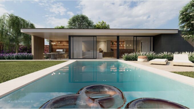 Moderne poolhouse met logeermogelijkheid te Destelbergen.